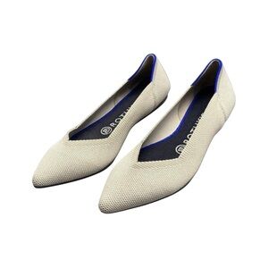 Rothy’s The Point Greige Grey Beige Diamond Twill Size 7
